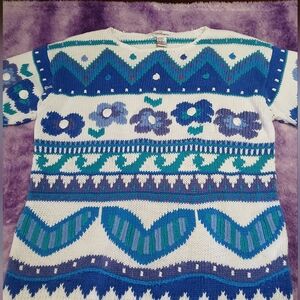 Worthington Blue and Teal Patterned Sweater